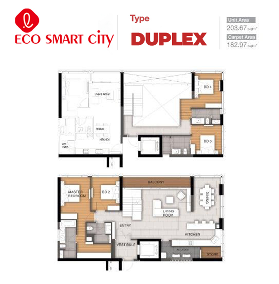 mat bang can duplex eco smart city
